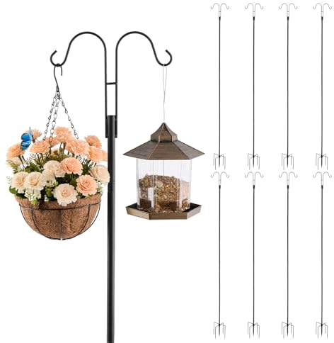 VEVOR Palo Ganci per Mangiatoia per Uccelli Gancio Doppio per Esterni 8 pezzi 2730 mm Palo Mangiatoia per Uccelli da Giardino, Supporto per Appendere Cesti per Piante, Lanterne, Campanelli