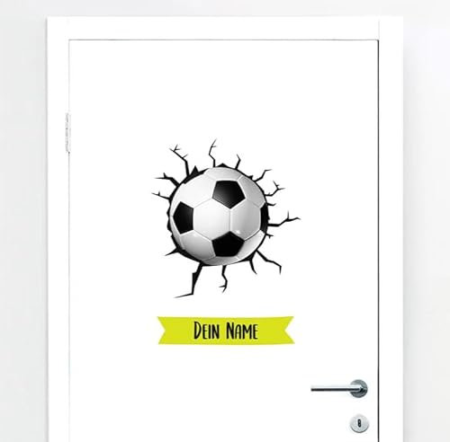 Türaufkleber mit Name Fussball #46 – Blasenfreie Anwendung, nachhaltig & PVC-frei – Türaufkleber personalisiert – Wandtattoo Kinderzimmer & Babyzimmer Deko – selbstklebende Wandsticker –