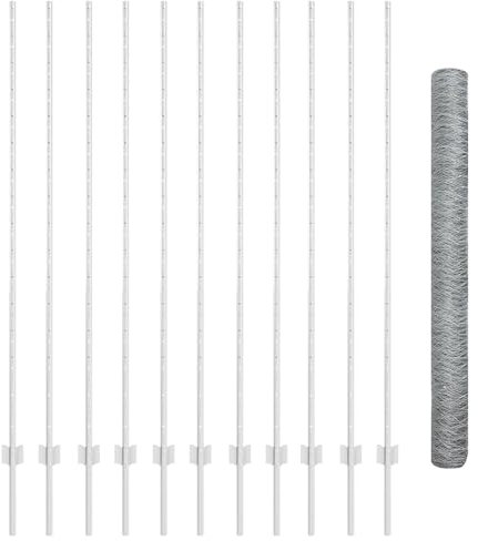 vidaXL Clôture avec poteau Argenté 1,5 x 25 m Acier, Clôture de jardin ajustable, moderne et durable, séparateur d'espace, partition privée pour vos extérieurs
