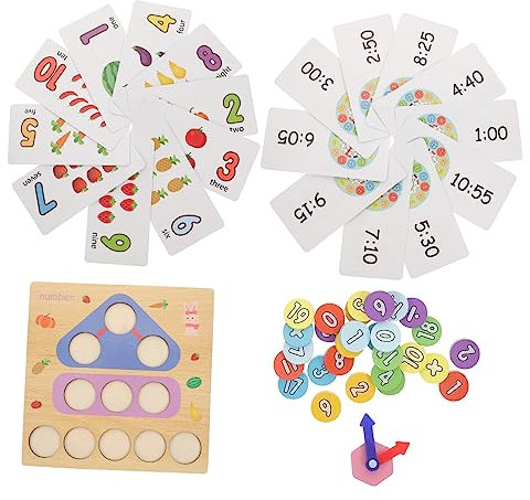 QUMIIRITY Holzuhrspielzeug Kreatives Lernspielzeug Für Junge Mädchen Mit Zifferblättern Pädagogisches Sortierspielzeug Für Früherziehung Digitales Holzspielzeug Für Junge Mädchen-interaktion