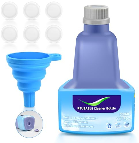 Fenkabs 500 ML Replacement Bottle for Flash® Power Spray Mop™ | Refillable, Leak-Free HDPE Solution Bottle, 17 FL OZ with 6 Sealing Pads and 1 Folding Funnel, Cleaning solution not included