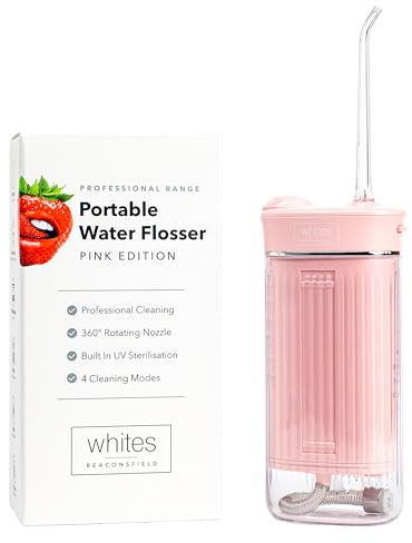 Whites Beaconsfield Tragbare Munddusche Kabellos 230 ml(Rosa) - Elektrische Munddusche mit Einstellbaren Reinigungsmodi - Wiederaufladbare Munddusche zur Zahnreinigung