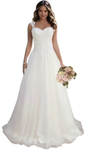 JAEDEN A-Linie Brautkleider Damen Prinzessin Hochzeitskleider Schlichte Standesamtkleider