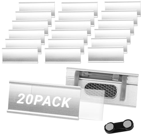 20 Stück Namensschilder für Kleidung Magnet, Namensschilder Magnet mit Doppelmagnet & Nadel für Arbeit, Ausstellung, Schule, 70x32mm