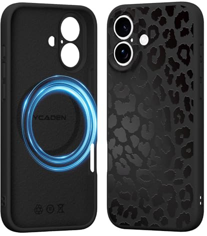Saqmkil Handyhülle für iPhone 17 Hülle für Magsafe mit Leopard Muster | Aesthetic Schwarz Leo Motiv Mädchen Design Magnetische Case, Weich Flüssigem Silikon Stoßfeste Schutzhülle Cover 6,3