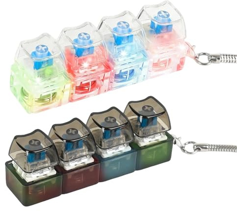 2Pcs Keyboard Fidget Toy Light Up, Funny 4 Buttons Fidget Keyboard, Portable Stress Relief Keyring, Ideal Stress Relief Gifts
