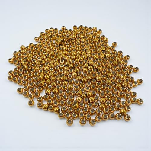 GDO GIOIE D'ORIENTE | Perline Tonde Dorate 6mm (Foro 2mm) 200pz - Ideali per gioielli con impatto (6mm)