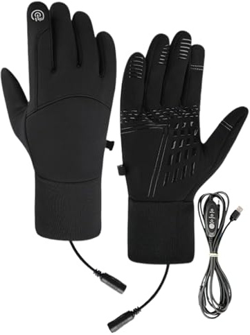 Beheizte Handschuhe – 1 Paar warme Handschuhe mit atmungsaktivem Anschluss | beheizte Handschuhe USB Winter Touchscreen für Display | für Snowboarden, Skifahren, Angeln, Reisen, Männer, Frauen
