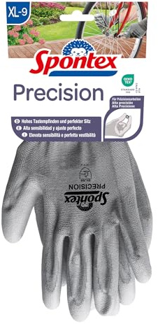 Spontex Precision Handschuhe, ideal für feine Arbeiten im Trockenbereich, mit PU-Beschichtung, hohes Tastempfinden, Farbe nicht frei wählbar, Größe XL, 1 Paar