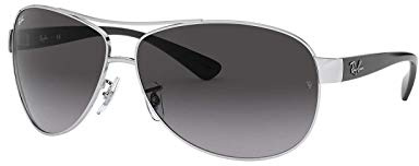 Ray-Ban Mens RB3386 Aviator Sunglasses, Silver/Light Grey Gradient Dark Grey, 63 mm