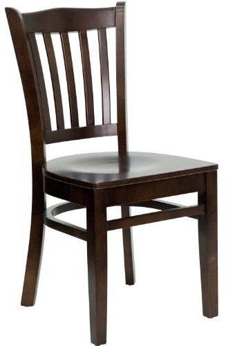 Flash Furniture HERCULES Series Vertical Slat Back Walnut Wood Restaurant Chair