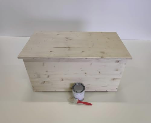 Amico Legno Cassapanca in lamellare - Cerniera A Scomparsa cod 16 120x45x47 Grezza + 1lt impregnante all'Acqua Cerato Noce Chiaro
