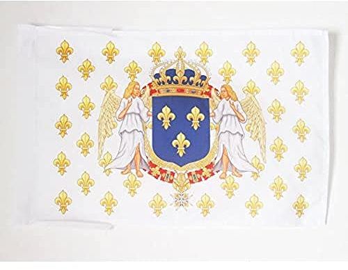 AZ FLAG Bandera Reino de Francia Angel 45x30 cm Poliéster 100D Cuerdas | Uso interior y exterior Enseña catolica francesa Royaume de France Anges costuras dobles y bordes reforzados