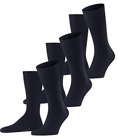 FALKE Airport Multipack M So laine coton unies 3 paires, Chaussettes Homme, Bleu Dark Navy 6370, 43-44