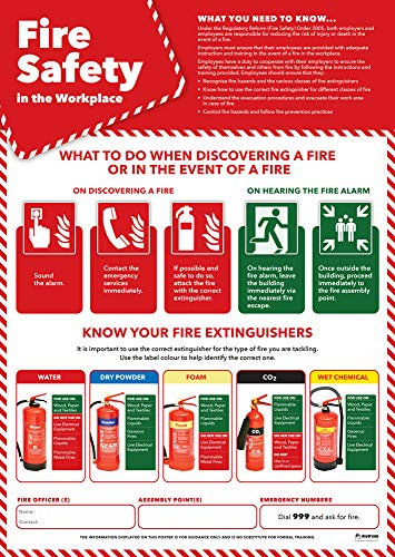 Fire Safety in the Workplace - Health and Safety Posters - A2 (420mm x 594mm) - Laminated - Office and Commercial Wall Charts by Daydream Education.