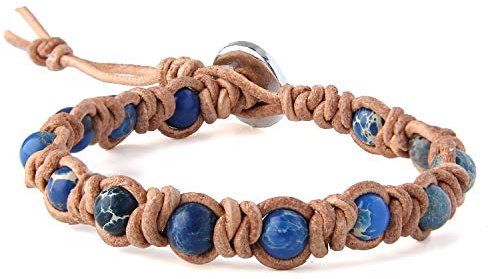 KELITCH Leder Wickelarmband Handgewebte Perlen Armband Exquisiter Armreif Für Damen