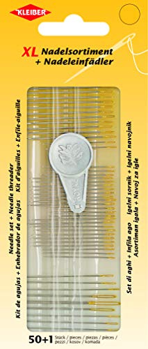 Kleiber 69925 Nadelsortiment XL + Nadeleinfädler, Stahl, silber, 51 Teile