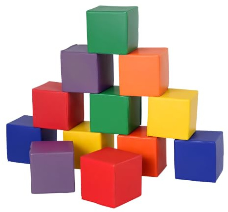HOMCOM Soft Play Foam Blocks Building Stacking for Toddler Baby 12 Piece