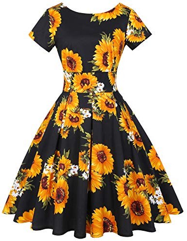 MINTLIMIT Women's 1950s Retro Vintage Cocktail Party Short Sleeve Swing Dress