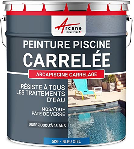 Pintura Para Piscinas Azulejadas - ARCAPISCINE AZULEJOS - 5 kg (hasta 15m² para 2 capas) Azul celeste - RAL 5015 - ARCANE INDUSTRIES
