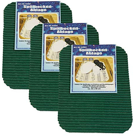 Iloda® 6x Spülbeckenablage grün ca. 32x40cm, Spülbeckenmatte, Abtropfmatte, Spülmatte, Spülbecken-Ablage, Abtropfmatte für Geschirr