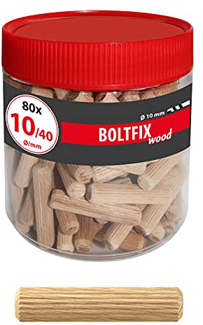 TOX Holzdübel Boltfix Wood 10/40, 80 Stk. | Für zuverlässige Holzverbindungen, Möbel und Eckprofile, praktische Runddose, 015200181
