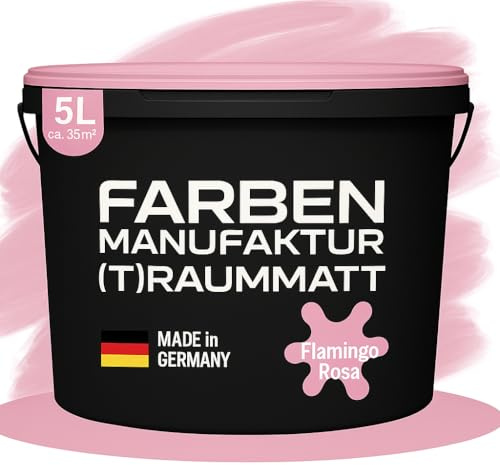 Farben Manufaktur (T) raummatt Wandfarbe Innenwandfarbe Innenfarbe Dispersionsfarbe Trendfarbe 2022 1/2/5/10L, Farbe: flamingo rosa, Größe: 2L