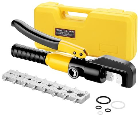 TEENO Hydraulic Crimping Tool with 9 Hex Dies,Range 12 AWG-2/0 AWG,12mm Stroke 10T,4-70mm²,for Cable Lugs Hydraulic Crimping Crimper Wire Terminal Lug Tool