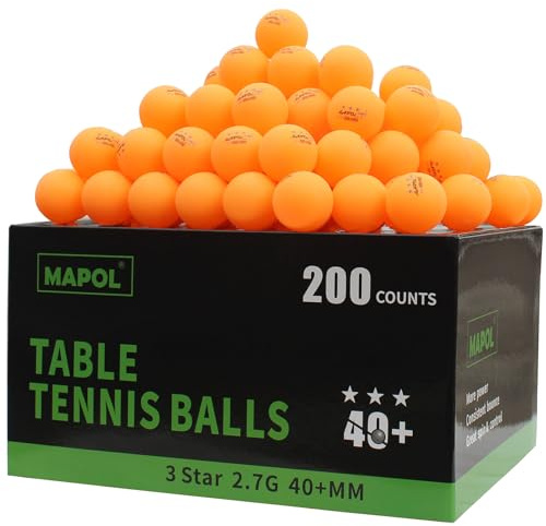 MAPOL 200 Count Table Tennis Balls, 3 Star Advanced Training Ball, Bulk Ping Pong Balls for Indoor & Outdoor Sports (Orange)
