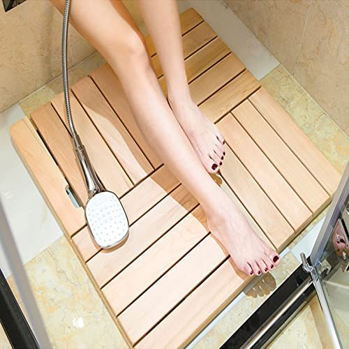 Premium-Bambus-Badematte, Holz-Duschmatte im nordischen Stil, rutschfeste Duschmatten, Bambus-Badematte, Lattenrost, wasserabweisend und leicht zu reinigen, für Badezimmerboden (80 x 60 cm/31 x 24 Z