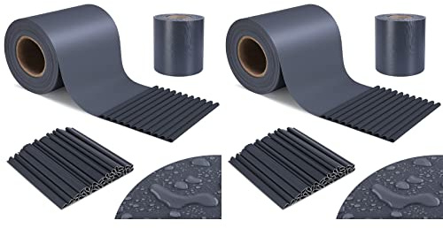 TLSUNNY Strisce in PVC per Recinzioni a Doppia Asta 100m x19cm con 70 Clip di Fissaggio,Fasce PVC per Recinzione Esterna Giardino 450g/m²,Opaca,Protezione dal Vento,Anti-UV,Antracite