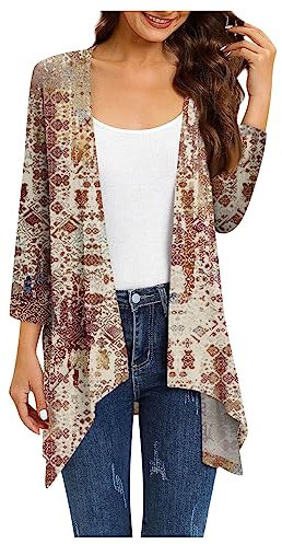 Damen Elegant Langarm Outwear Halloween Outdoorjacke Für Freizeit Damen Long Sweatjacke Strickjacke Damen Kurz Cardigan Sommer Elegante Dünne Sommerjacke Damen Lang Cardigan Mit Knopf（5-Khaki,XXL）