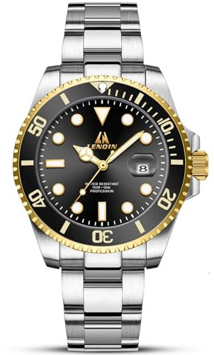 LN LENQIN Herren Uhr Edelstahl Uhren Herren wasserdichte Analog Quarzuhr Armbanduhrherren mit Datum Leuchtend Mode Freizeit Uhren für Männer