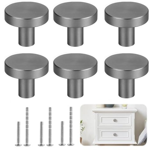 Wekuw 6 Piezas Pomos y Tiradores Vintage(Gris) Tiradores Cajones Pomos y Tiradores Pomo Armario Cocina para Armarios Pomos Cajones Adecuado para con Escritorio