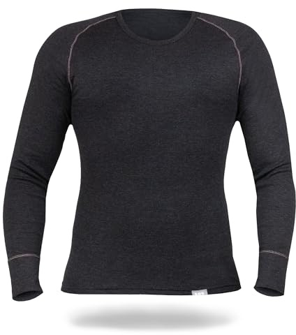 SES termotröja herr långärmad i 75 % bomull och 25 % polyester/ventilerande termisk långärmad tröja herr/termounderkläder män för värme och komfort, antracit, L