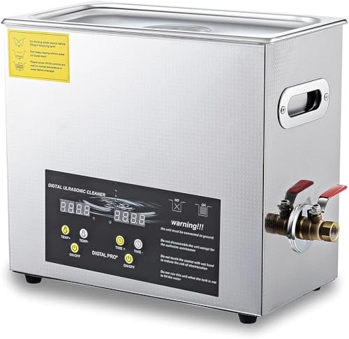 NANZU Limpiador ultrasónico Digital 6.5L 50kHz 220V Limpiador ultrasónico de Joyas Acero Inoxidable 304 Máquina limpiadora ultrasónica de bajo Ruido de Acero Inoxidable con Calentador y Temporizador