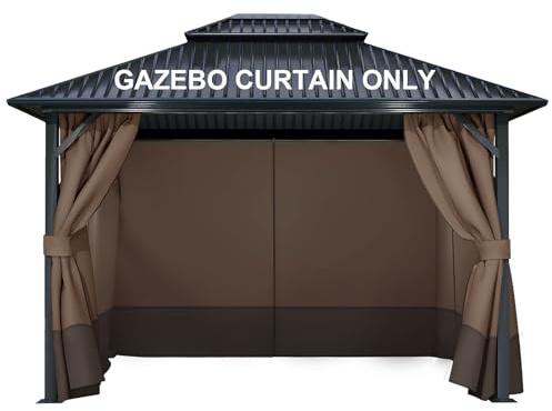 COWVIE 4-teilige 3 x 3 m Pavillon-Ersatzvorhänge,Terrassen-Sichtschutzseitenwände mit doppeltem Reißverschluss, Ersatz für Outdoor-Gartenlaube (nur Vorhänge)