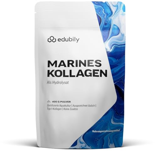 edubily® Marine Kollagen Pulver (Hydrolysat) - Geschmackneutral - Keinerlei Zusatzstoffe - Hervorragend löslich - Fisch-Kollagen - Aus dem Fisch Tilapia - Zertifizierte Aquakultur (400 g)