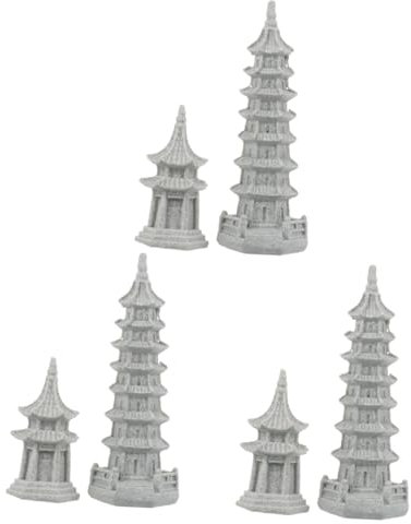 VANZACK 3 Set Di Statue Di Padiglione in Pietra Arenaria Fatte A Mano Piccolo Ornamento Da Giardino Ornamento Da Padiglione Paesaggistico Per La Casa 2 Pezzi*3