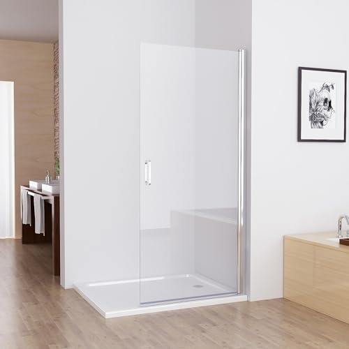 MIQU Nischentür 100 x 195 cm Walk in Duschabtrennung Duschwand für Dusche Pendeltür Schwingtür Duschtür aus NANO ESG Glas Rahmenlos duschtrennwand ohne Duschwanne