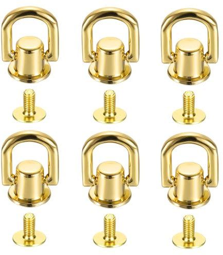 PATIKIL 22 x 12 x 5,5 mm D-ringar för handväska, 24 set spikar för kläder metallknapp spikar skruvsats platt huvud nitar skruv gör-det-själv läder hårdvara trim hantverk, K guld