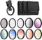 Kit de filtres d'objectif 52 mm avec 7 filtres dégradés + CPL + filtre étoile + filtre gros plan + clip de fixation pour smartphone iOS et Android, Canon, Nikon, Sony DSLR