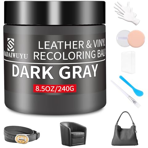 240g Lederpflege Auto,Leder Reparatur Set Dunkelgrau,Flüssigleder,Lederfarbe,Kunstleder Reparaturset zum Reparieren von Sofas,Vinylmöbeln,Autositz,Lederschuhen,Sattel bei Verblassen und Kratzern