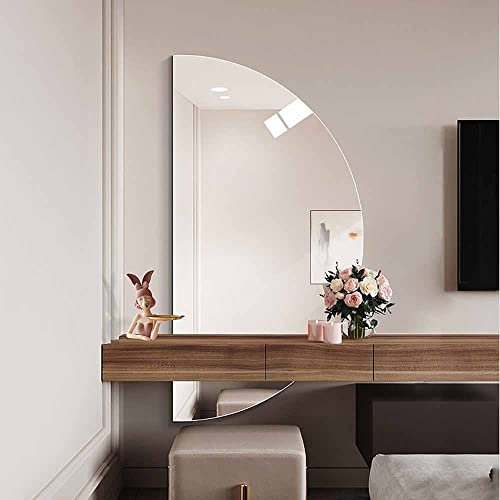 Specchio da Parete a Mezzaluna da 36 pollici/90 cm, Specchio da Bagno dimmerabile a 3 Colori, Specchio per Trucco da Soggiorno, Specchio Decorativo antideflagrante per Ingresso (Colore: Ness