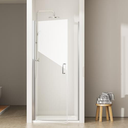 EMKE Duschtür 80x195cm Pendeltür Nische, Duschabtrennung Duschwand Nischentür Duschtüren Glastür Dusche Duschtrennwand Glas 6mm Sicherheitsglas