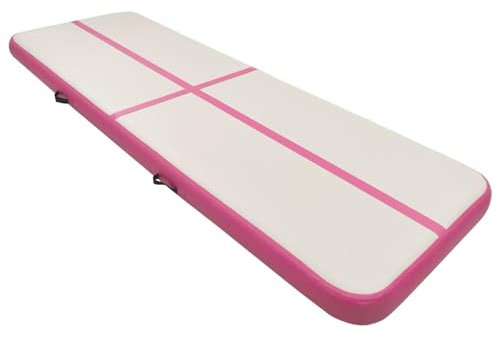 Brokky Aufblasbare Gymnastikmatte mit Pumpe 400x100x20 cm Trainingsmatte Turnmatte TurngeräTe Aufblasbare Gymnastikmatte PVC Rosa