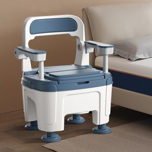 Toilettenstuhl für Behinderte, breite Nachtkommoden für Senioren, 400 kg Kapazität, gepolsterter Sitz und Fallarm, Toilettenstuhl für Behinderungen
