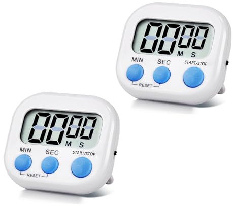 2 Pack Digital Timer - Kitchen Timer Clock with Magnetic Back for Cooking Minute Seconds Count Up Countdown, Minute Cooking Timer Alarm Clock for Classroom Gym Study Teeth Cleaning Kids Children