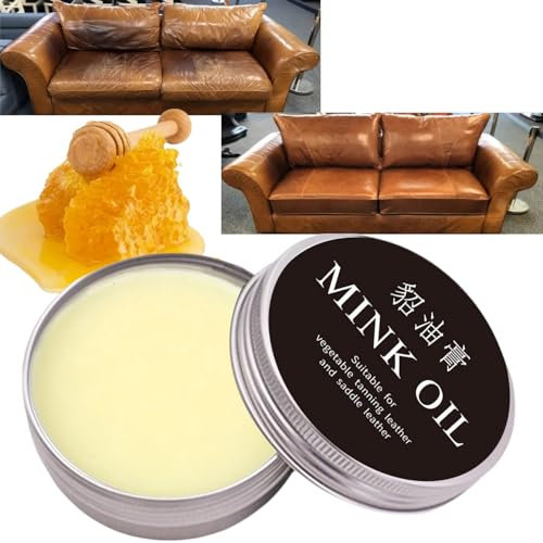 Natural Leather Recoloring Balm With Mink Oil,Mink Oil Paste,Leather Recoloring Balm,Leather Conditioner and Cleaner,Leather Care Balm,Leather Scratch Remover,Leather Repair Cream,Leather Polish