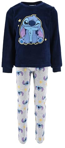Disney Stitch Pigiama Donna, 2 Pezzi Maglietta e Pantaloni Lunghi Pigiama in Morbido Pile e Cotone, Regalo per Donne, Bambina e Adolescenti